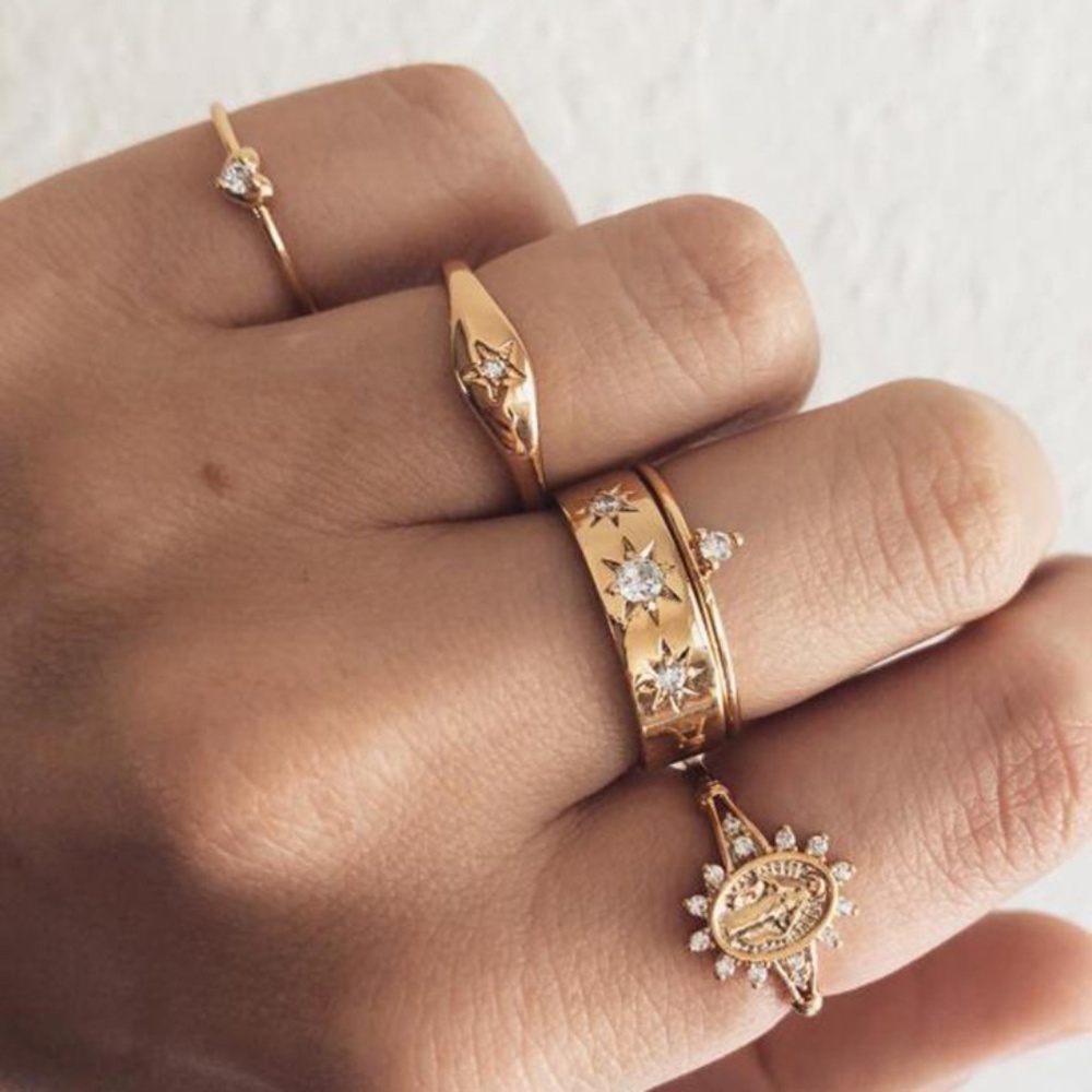 Beatrice 5-Pc Gold X Rhinestone Fashion Ring Set 14$